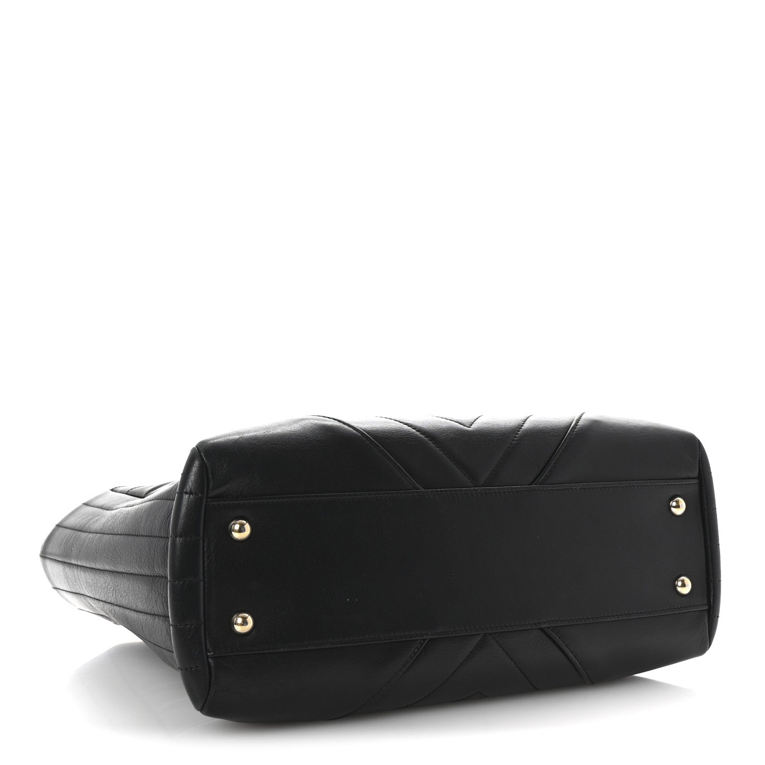 Chanel Calfskin Chevron Quilted Statement Shopping Tote Black 4 of 10