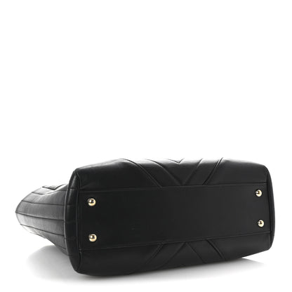 Chanel Calfskin Chevron Quilted Statement Shopping Tote Black 4 of 10