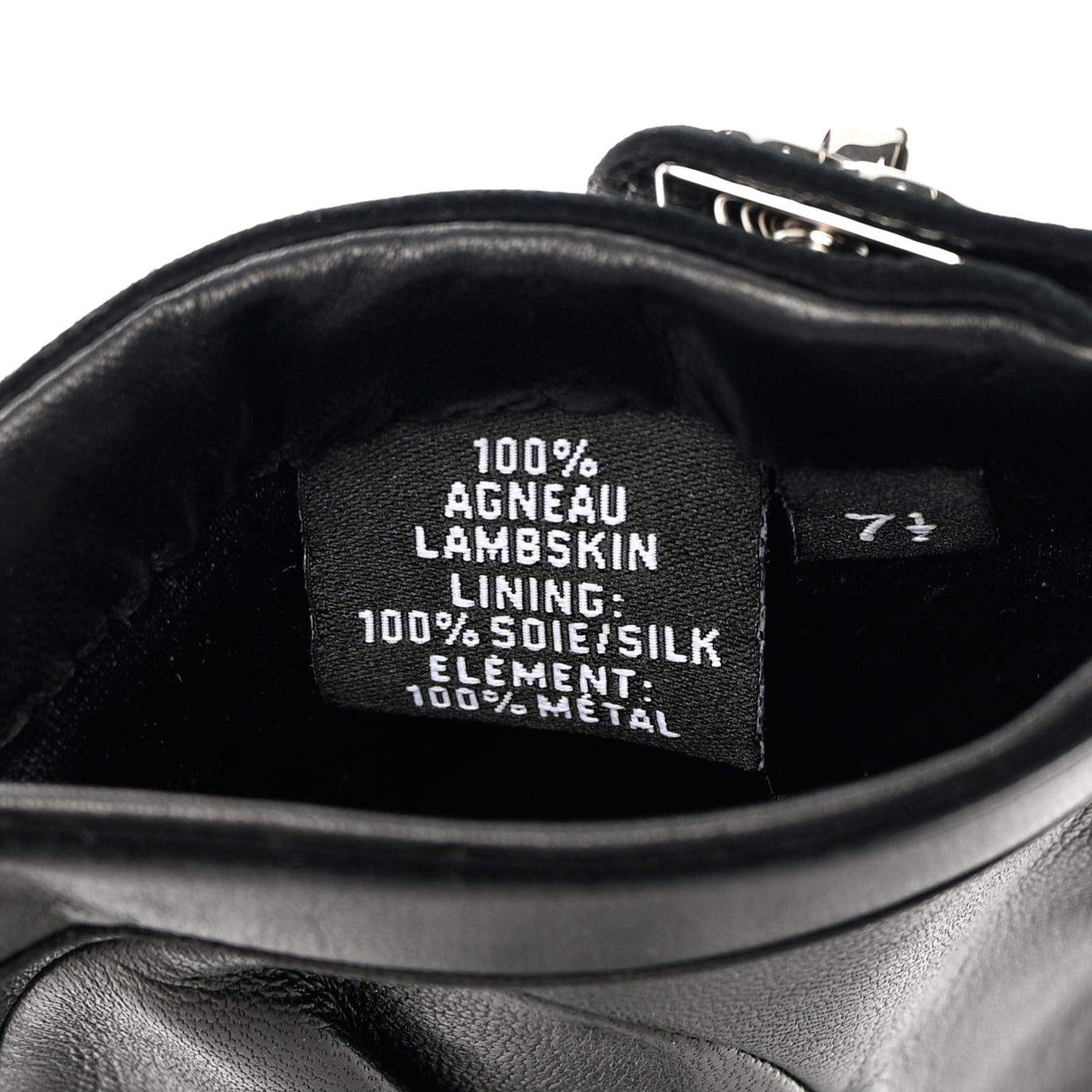 Lambskin Quilted Turnlock Gloves 7.5 Black