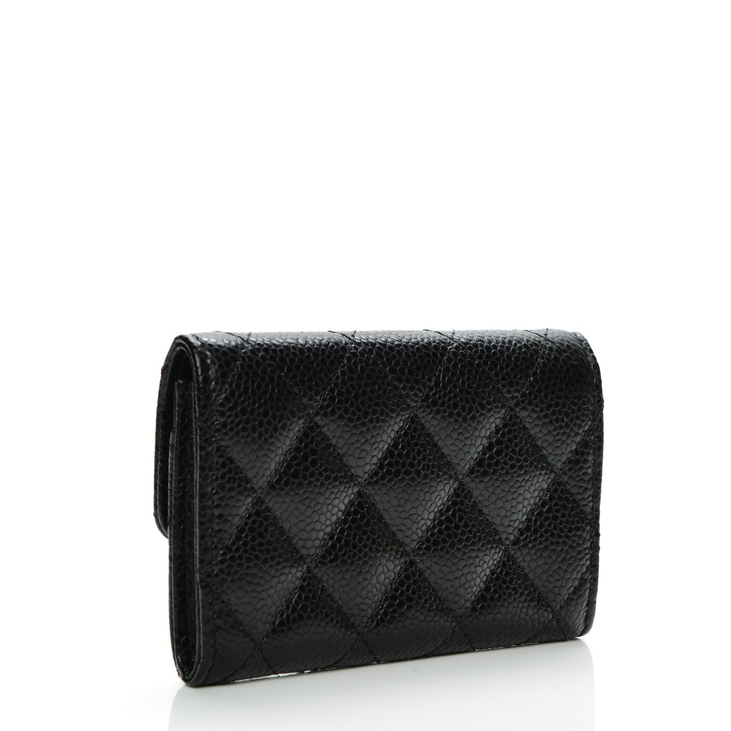 Caviar Quilted Flap Card Holder Black