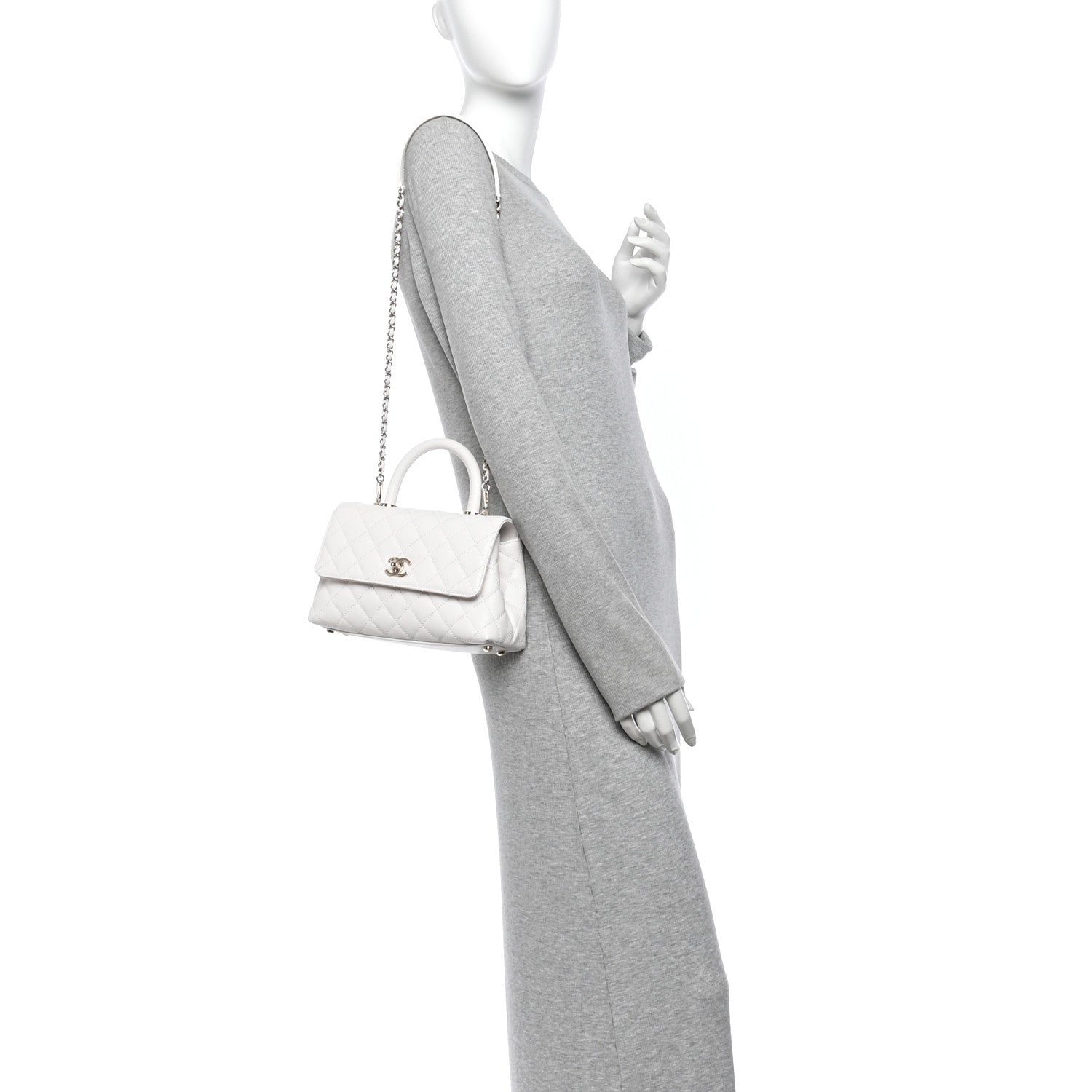 Chanel Caviar Quilted Mini Coco Handle Flap White 2 of 10