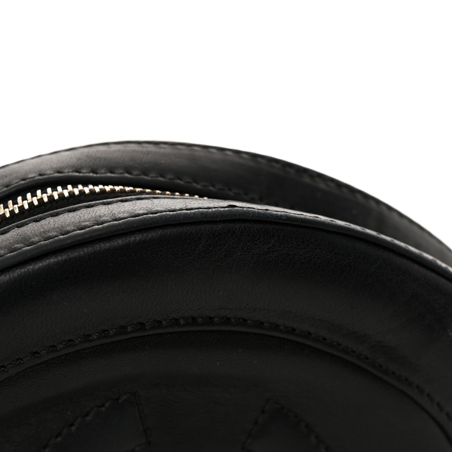 Lambskin Square Quilted Round Shoulder Bag Black