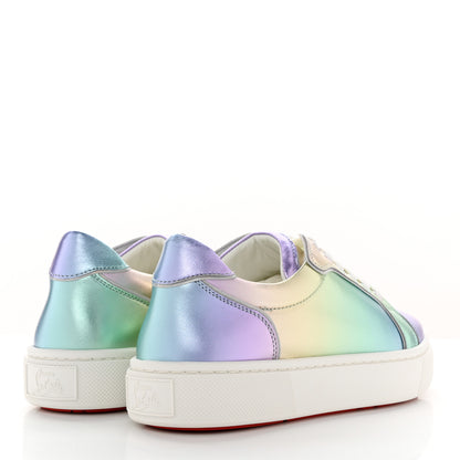 Christian Louboutin Metallic Calfskin Flat Sneakers 36.5 White Multicolor 4 of 9