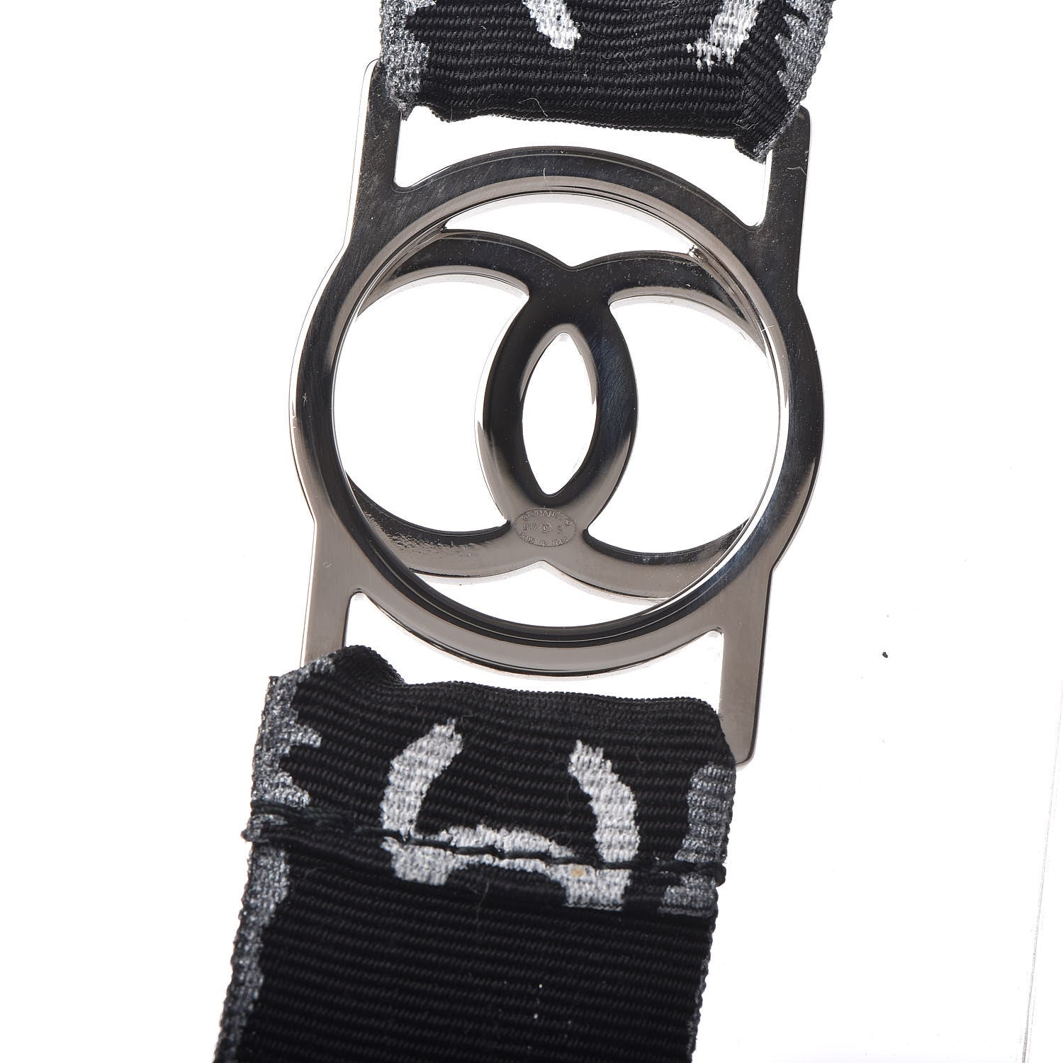 Chanel Crystal CC Lanyard Necklace Black Silver 5 of 6