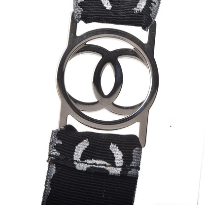 Chanel Crystal CC Lanyard Necklace Black Silver 5 of 6