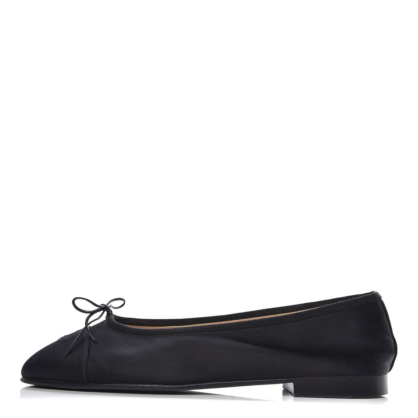 Satin Patent Cap Toe Ballerina Flats 39.5 Black