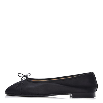 Chanel Satin Patent Cap Toe Ballerina Flats 39.5 Black 1 of 13