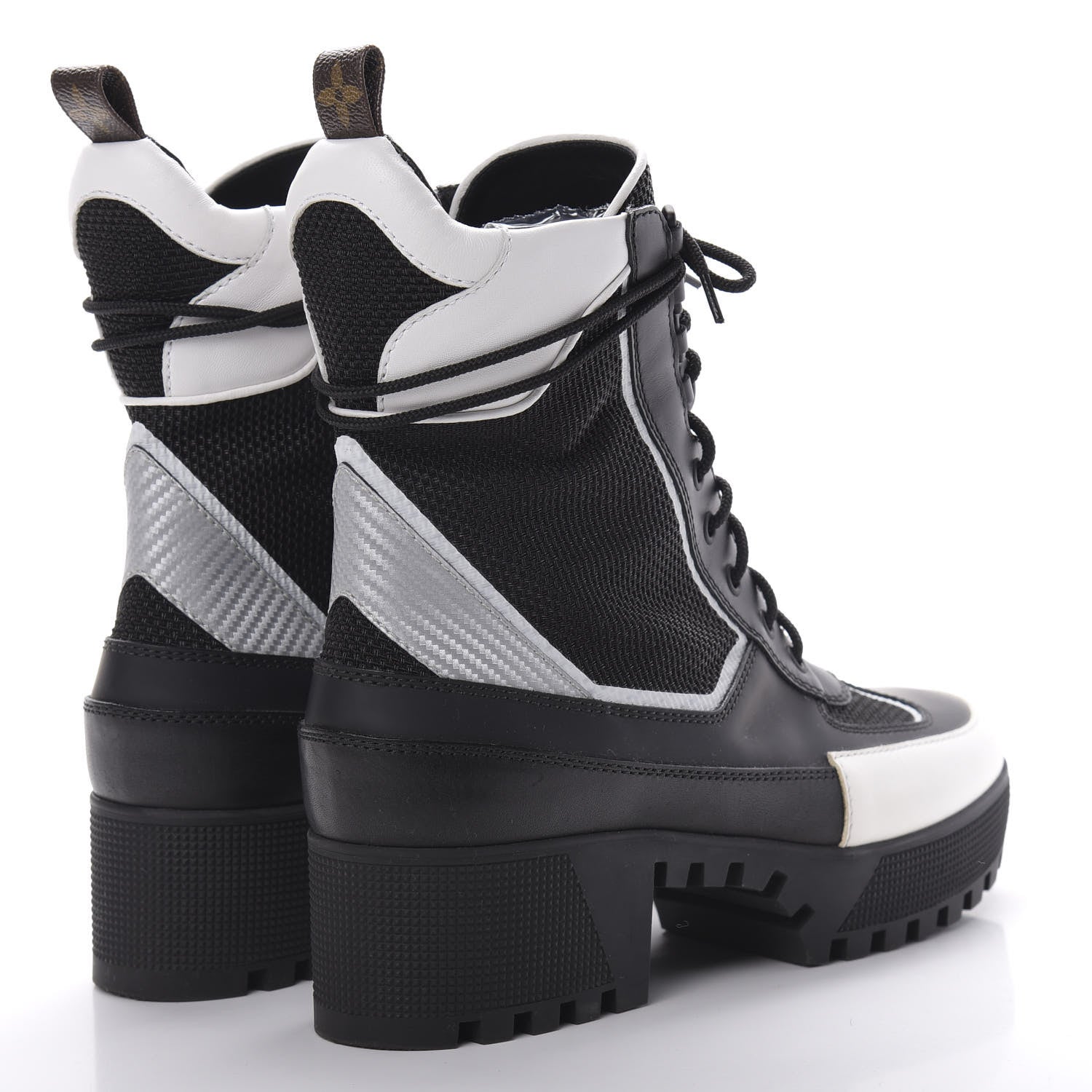 Louis Vuitton Calfskin Technical Nylon Laureate Platform Desert Boot 41 Black White 4 of 6