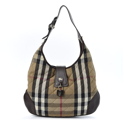Burberry House Check Quilted Brook Hobo Chocolate 1 of 8