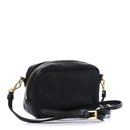Prada Pebbled Calfskin Pochette Bag Black 2 of 4