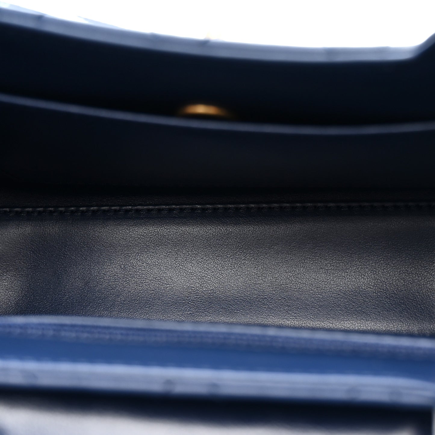 Shiny Aged Calfskin Quilted Nano Kelly Shopper Dark Blue Dark Blue