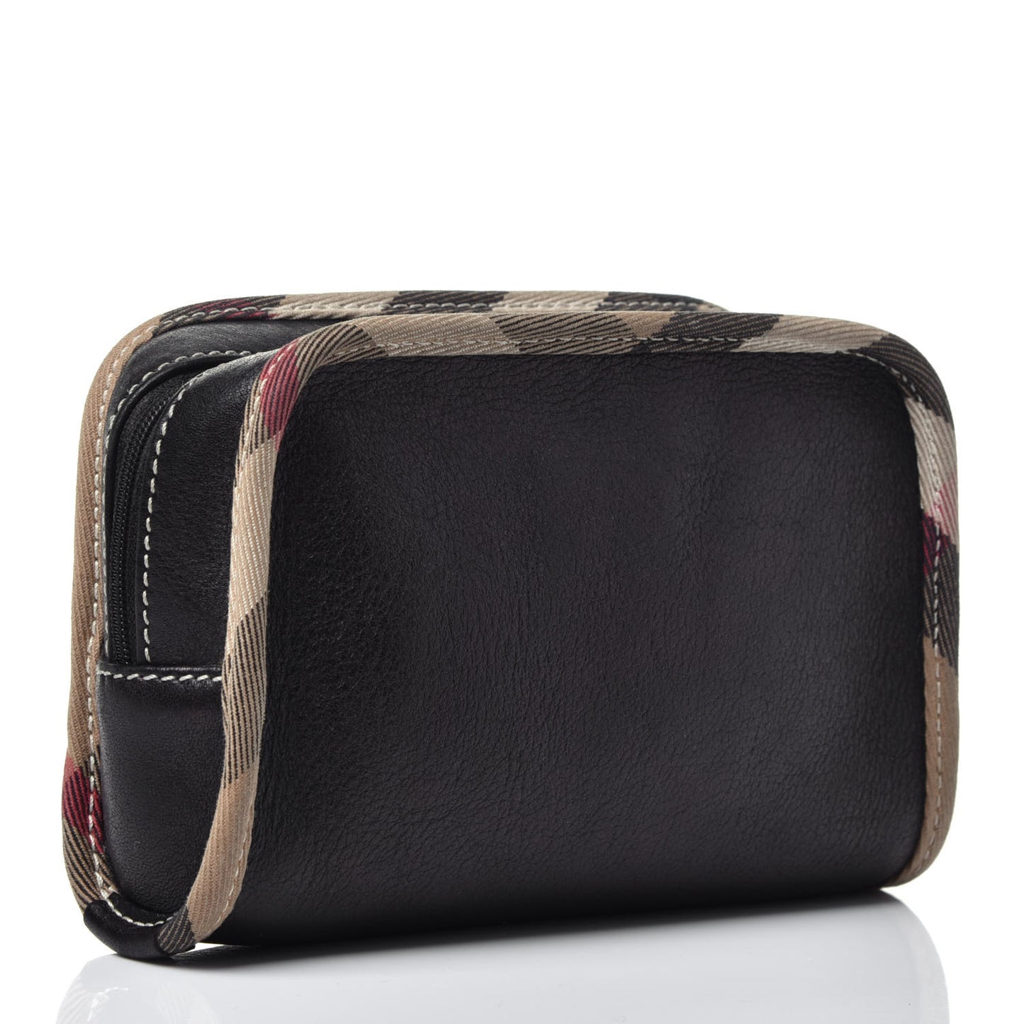 Calfskin Nova Check Cosmetic Pouch Black