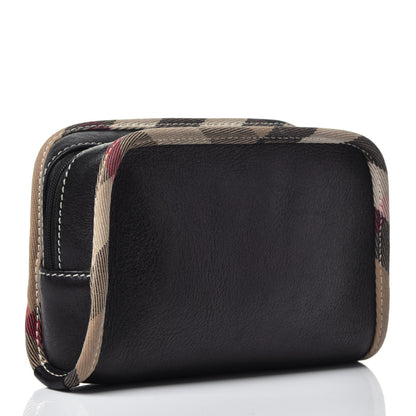 Burberry Calfskin Nova Check Cosmetic Pouch Black 3 of 10