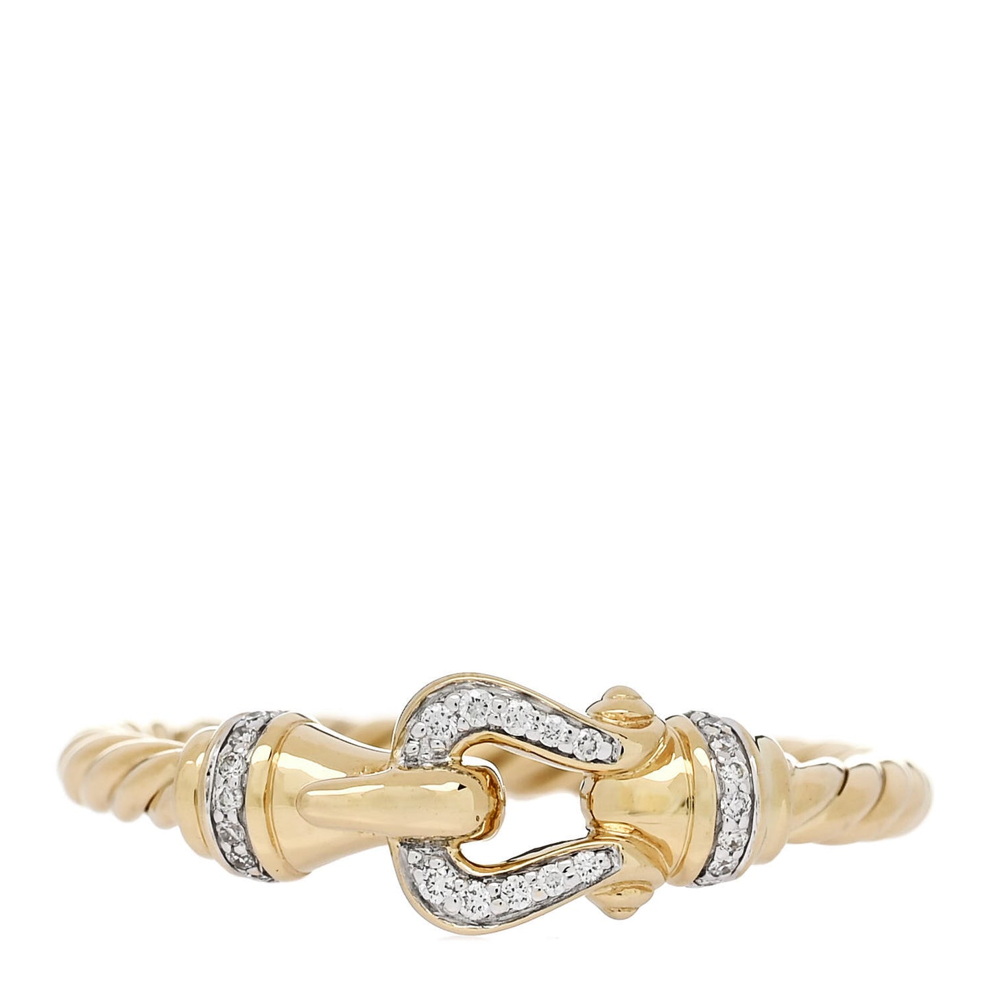 18K Yellow Gold Diamond Petite Buckle Cable Ring 52 6