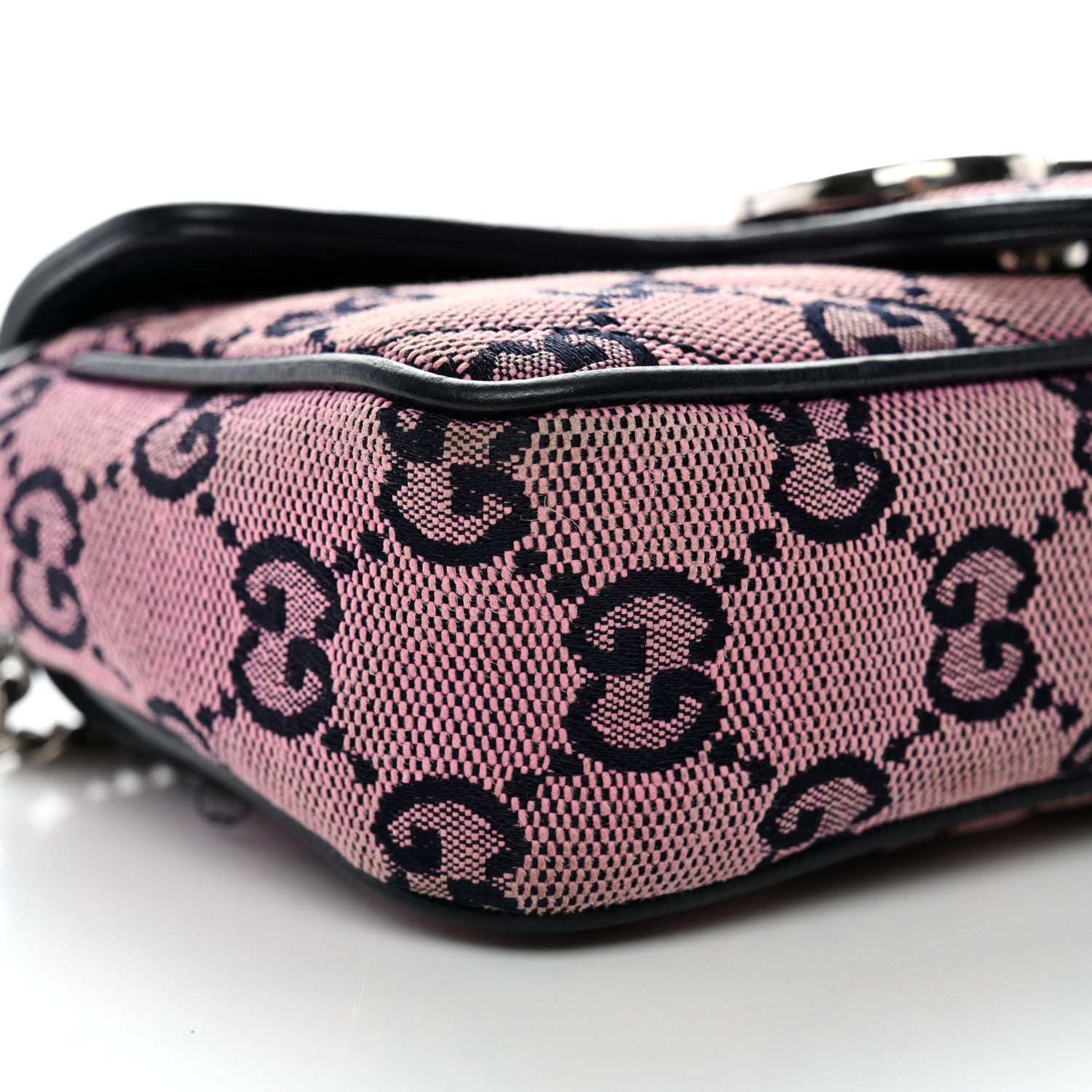 Gucci Monogram Multicolor Matelasse Diagonal Super Mini GG Marmont Shoulder Bag Pink Blue 8 of 15