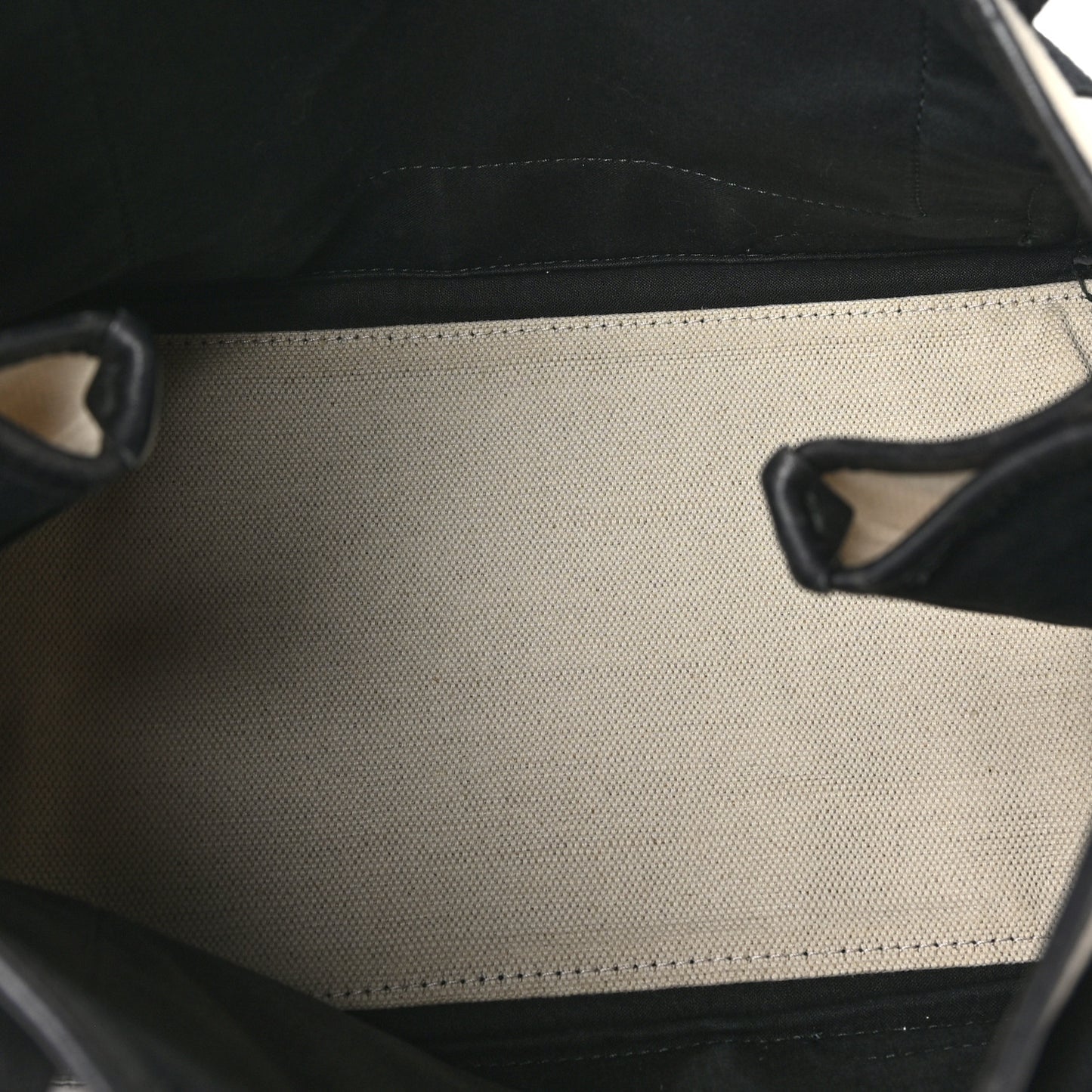 Cotton Canvas Satin Calfskin M Navy Cabas Natural Black