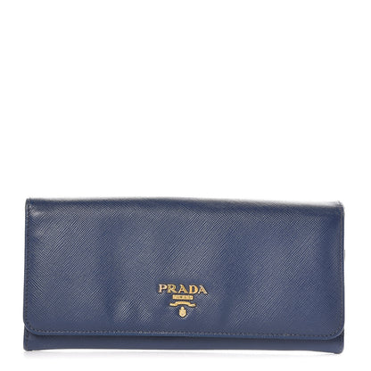 Prada Saffiano Metal Continental Flap Wallet Bleuette 1 of 13