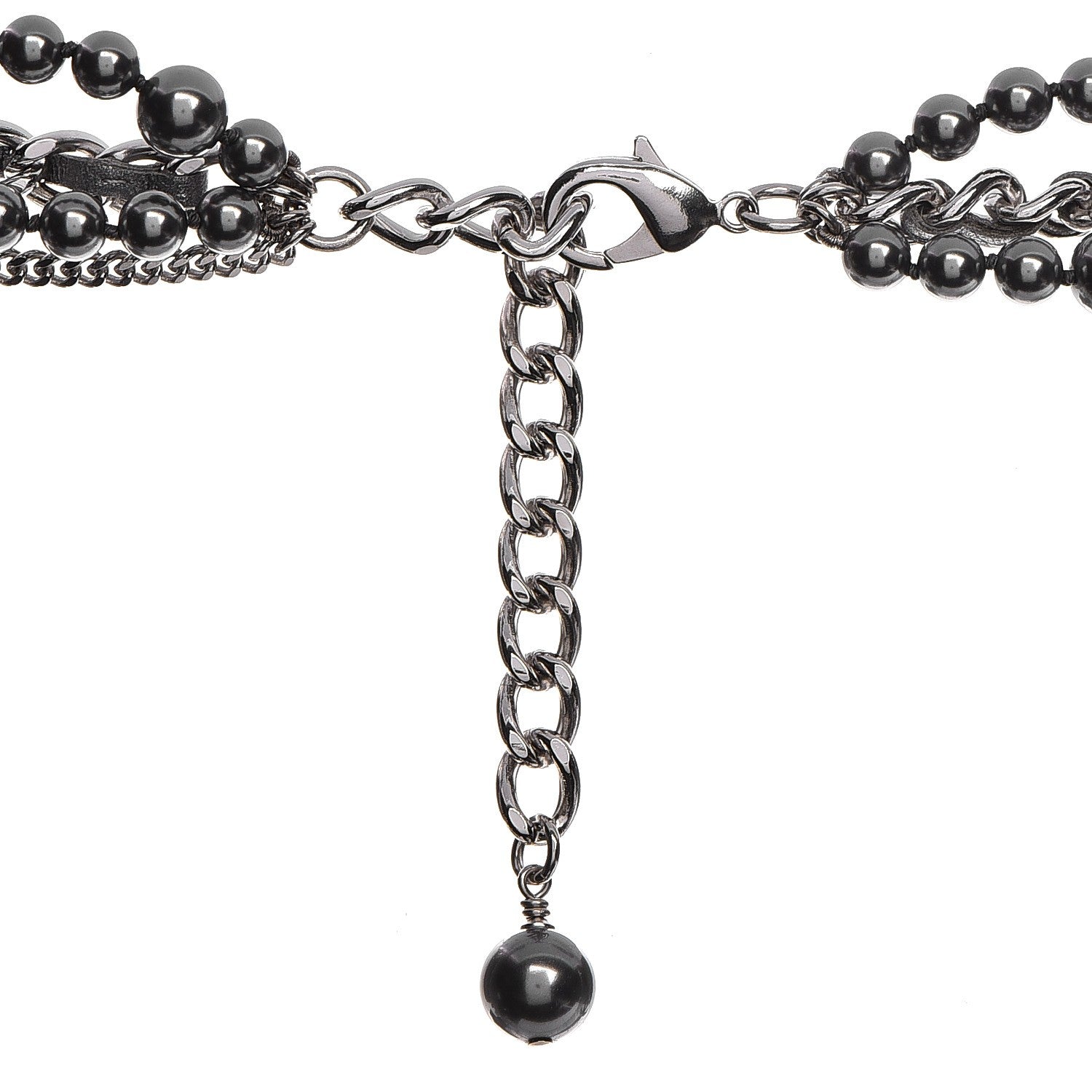 Chanel Pearl Chain Strass CC Long Multistrand Necklace Dark Grey 3 of 6