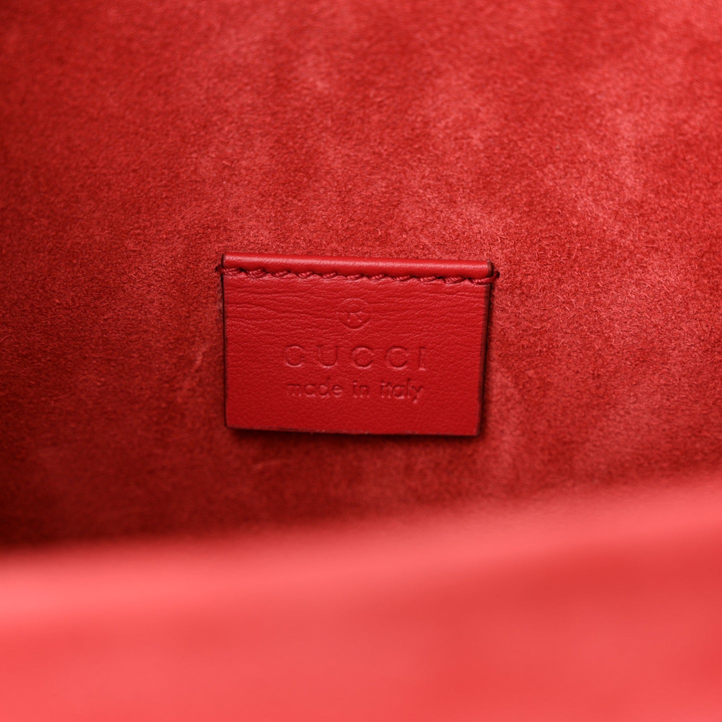 GG Supreme Monogram Suede Crystal Small Dionysus Shoulder Bag Vulcanic Red