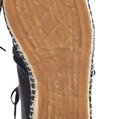 Chanel Canvas Lace Up Espadrilles 39 Black 9 of 13