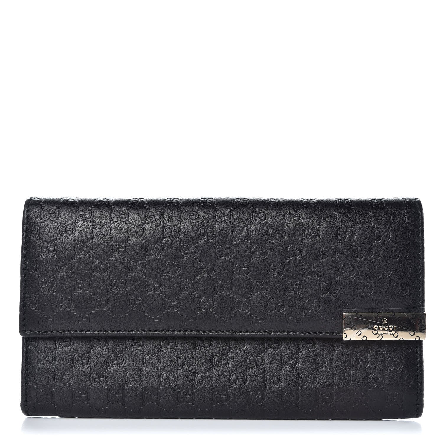 Gucci Soft Microguccissma Dice Continental Flap Wallet Black 1 of 9