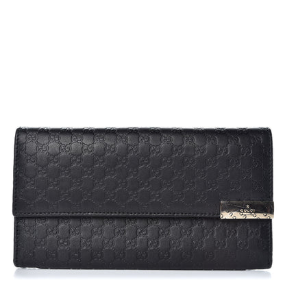 Gucci Soft Microguccissma Dice Continental Flap Wallet Black 1 of 9