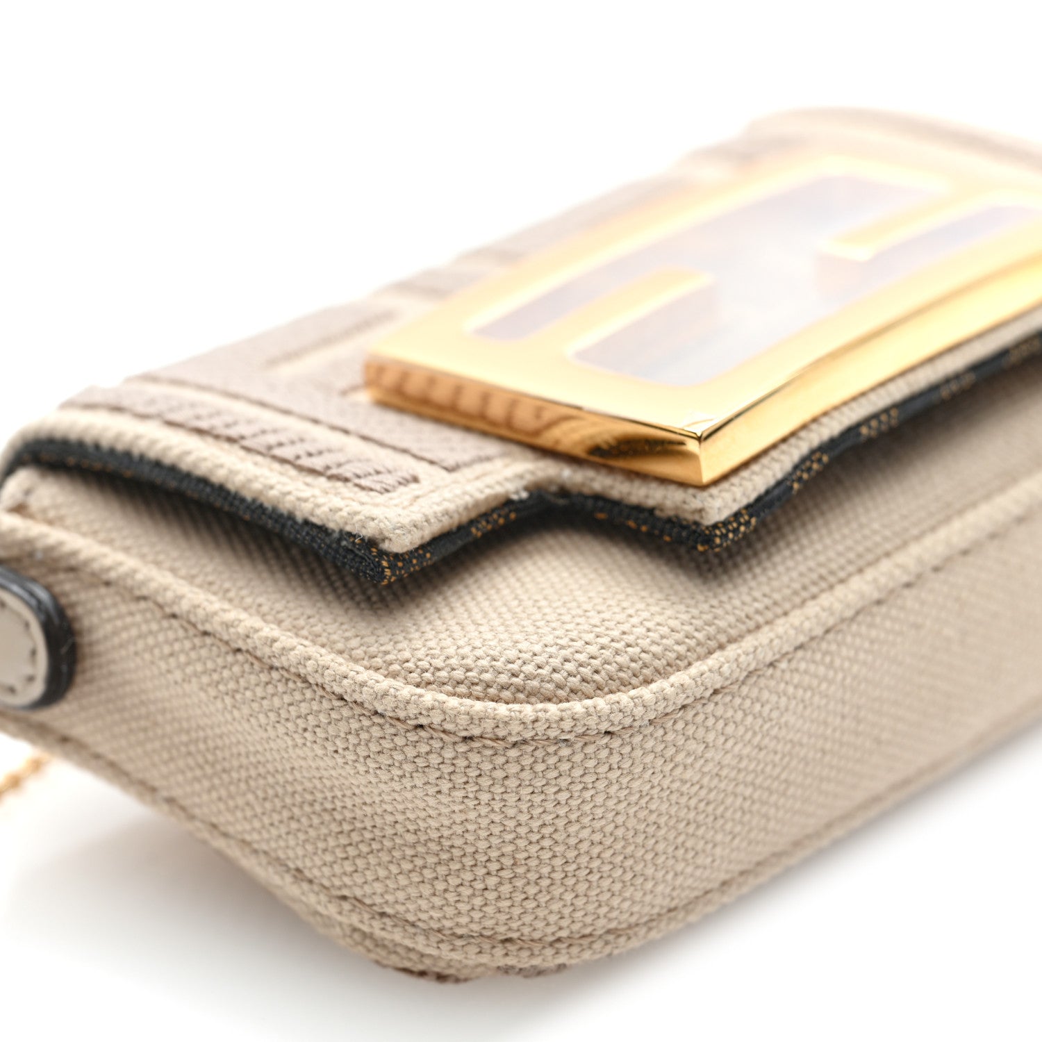 Fendi Canvas Vitello King FF Embroidered Nano Maxi Buckle Baguette Charm Nuvola 9 of 10