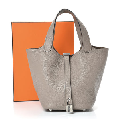 Hermes Taurillon Maurice Picotin Lock 18 PM Gris Asphalte 12 of 12