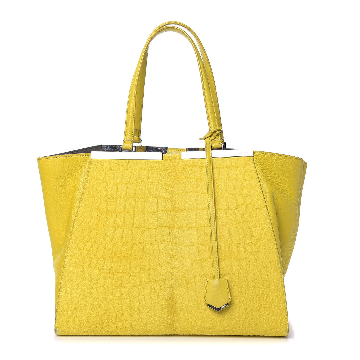 Vitello Calf Hair Crocodile Embossed Large 3Jours Tote Sunflower Cedro
