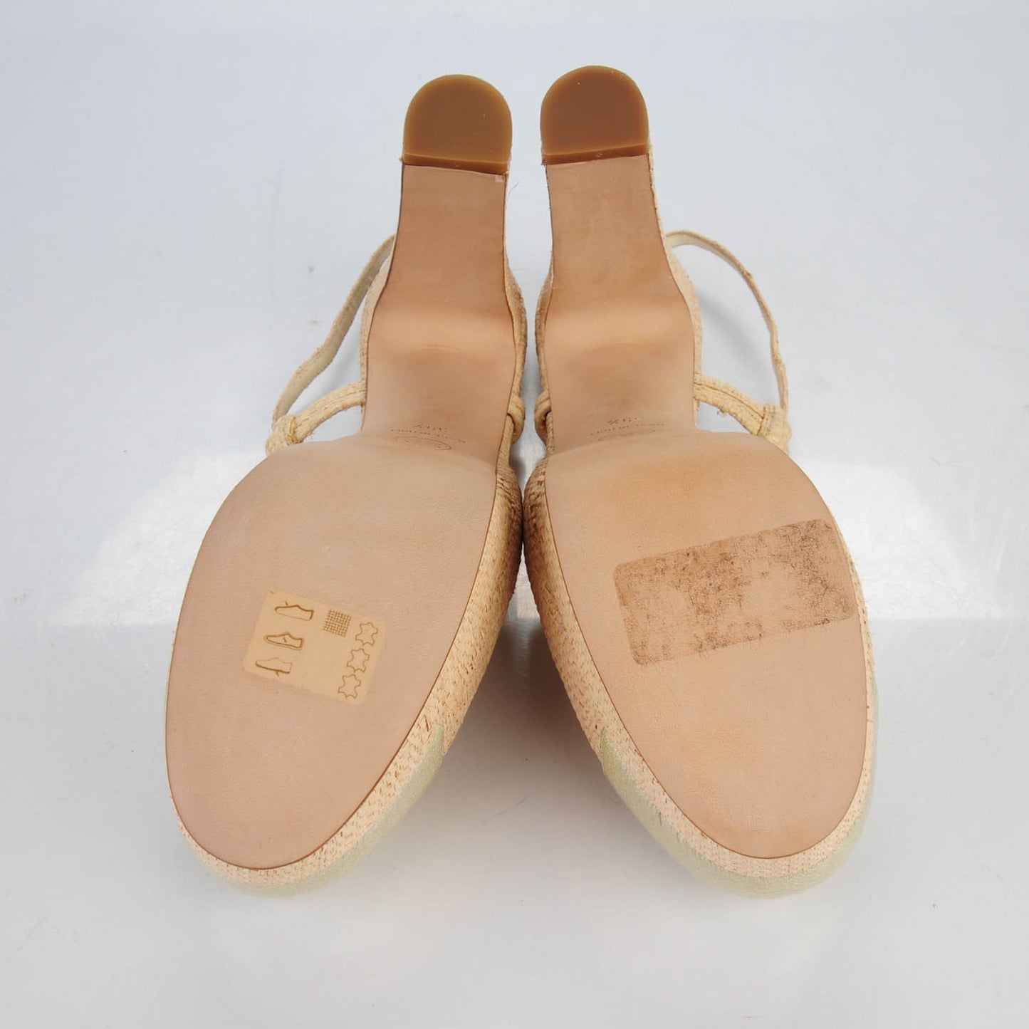 Raffia Patent Cap Toe CC Slingback Pumps 39.5 Gold