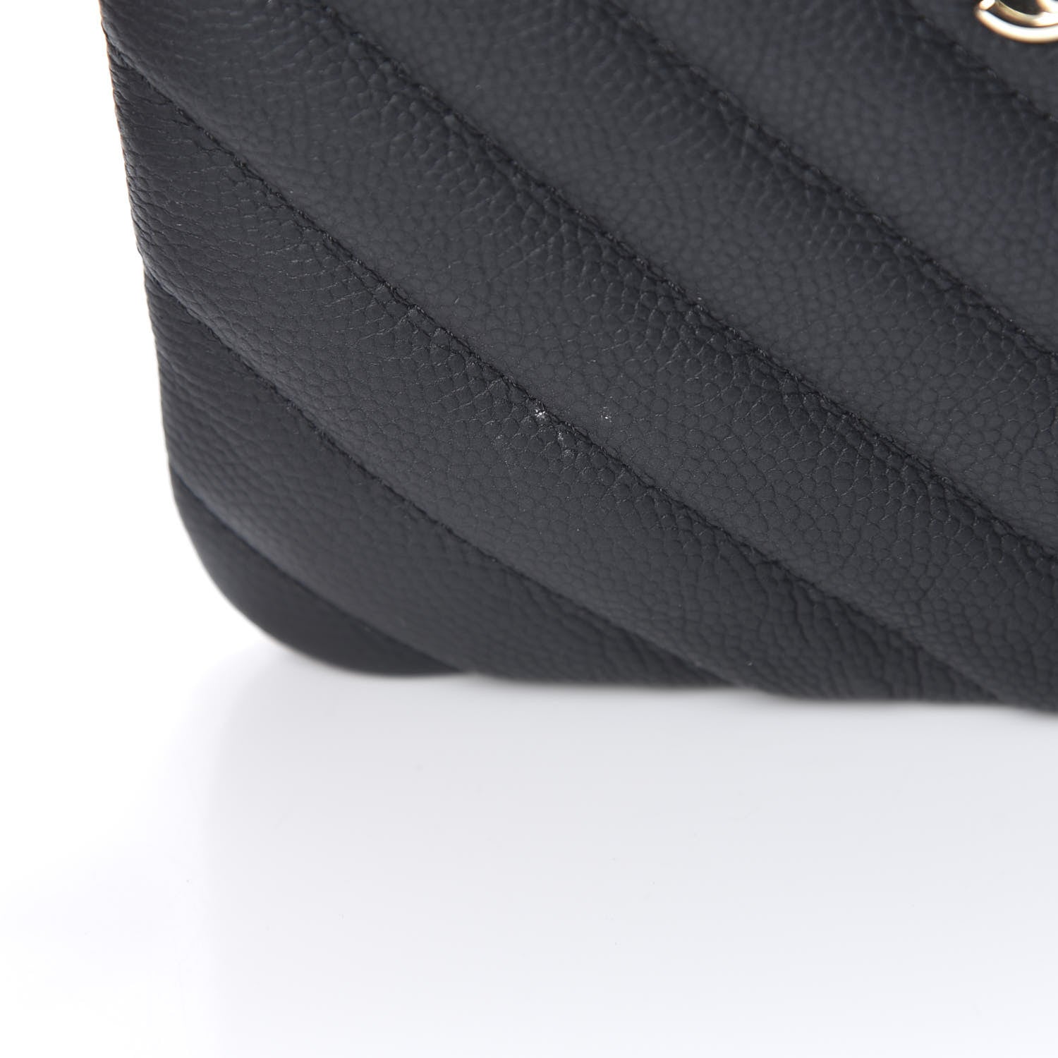 Chanel Caviar Chevron Quilted Small Cosmetic Case Black 8 of 9