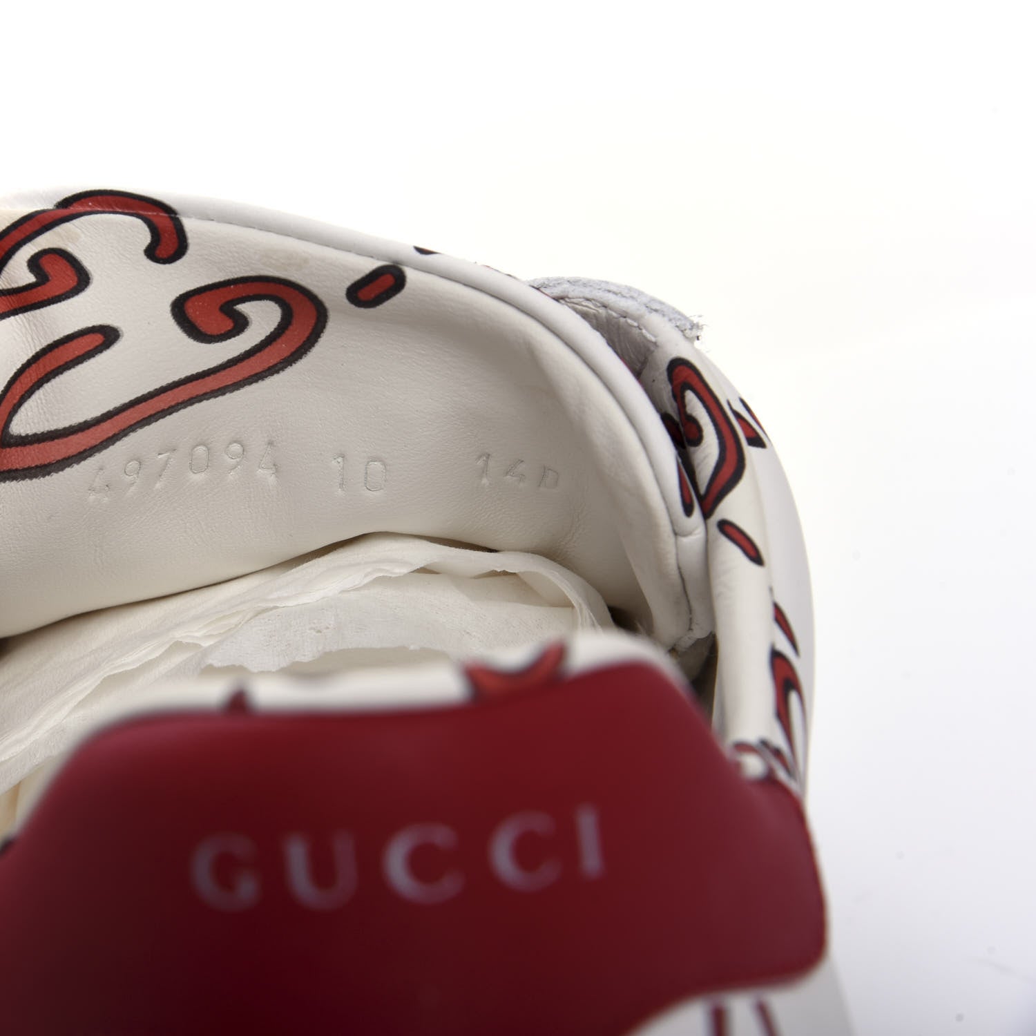 Gucci Calfskin GucciGhost Print Mens Ace Sneakers 10 White Hibiscus Red 9 of 10
