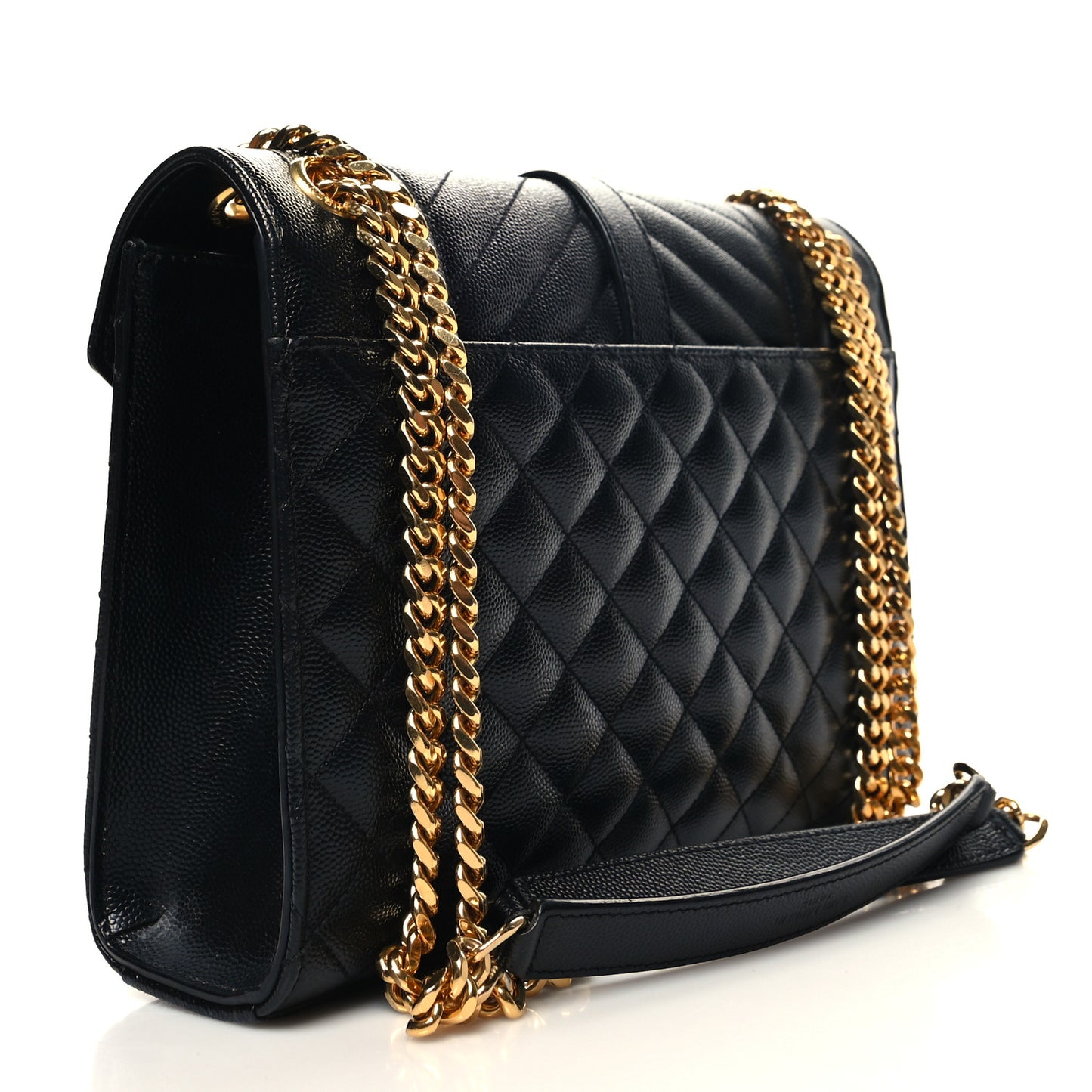 Grain De Poudre Textured Mixed Matelasse Triquilt Medium Monogram Satchel Black