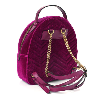 Gucci Velvet Matelasse GG Marmont Dome Backpack Fuchsia Violet Cyclamen 3 of 9