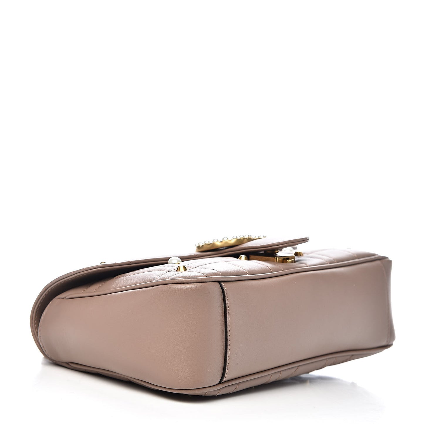 Calfskin Matelasse Studded Small Pearly GG Marmont Shoulder Bag Porcelain Rose