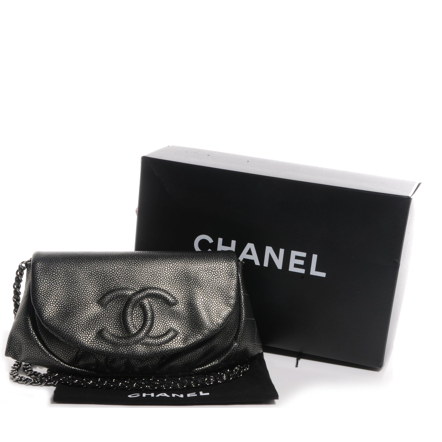 Caviar Half Moon Wallet On Chain WOC Dark Silver