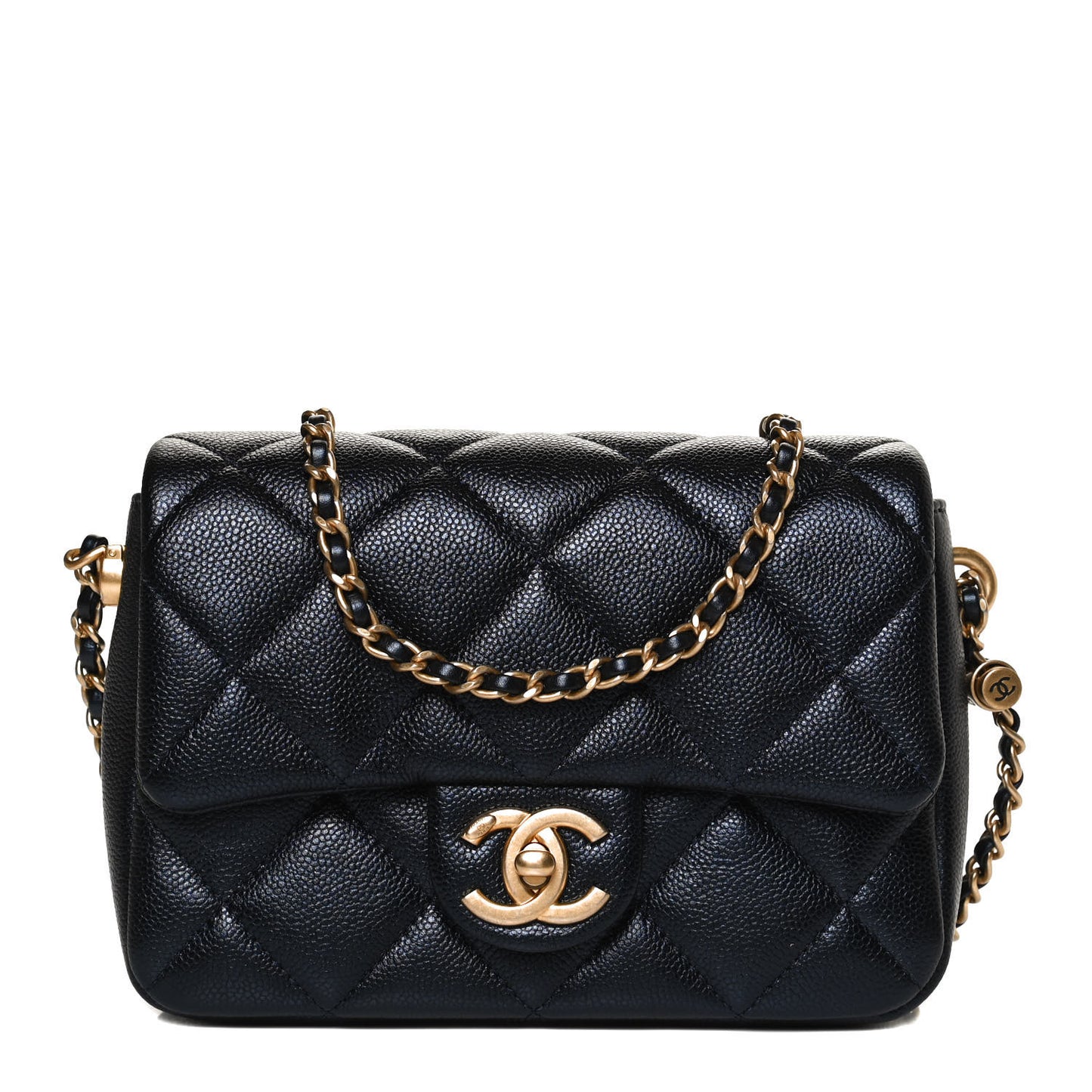 Iridescent Caviar Quilted Mini My Perfect Flap Black