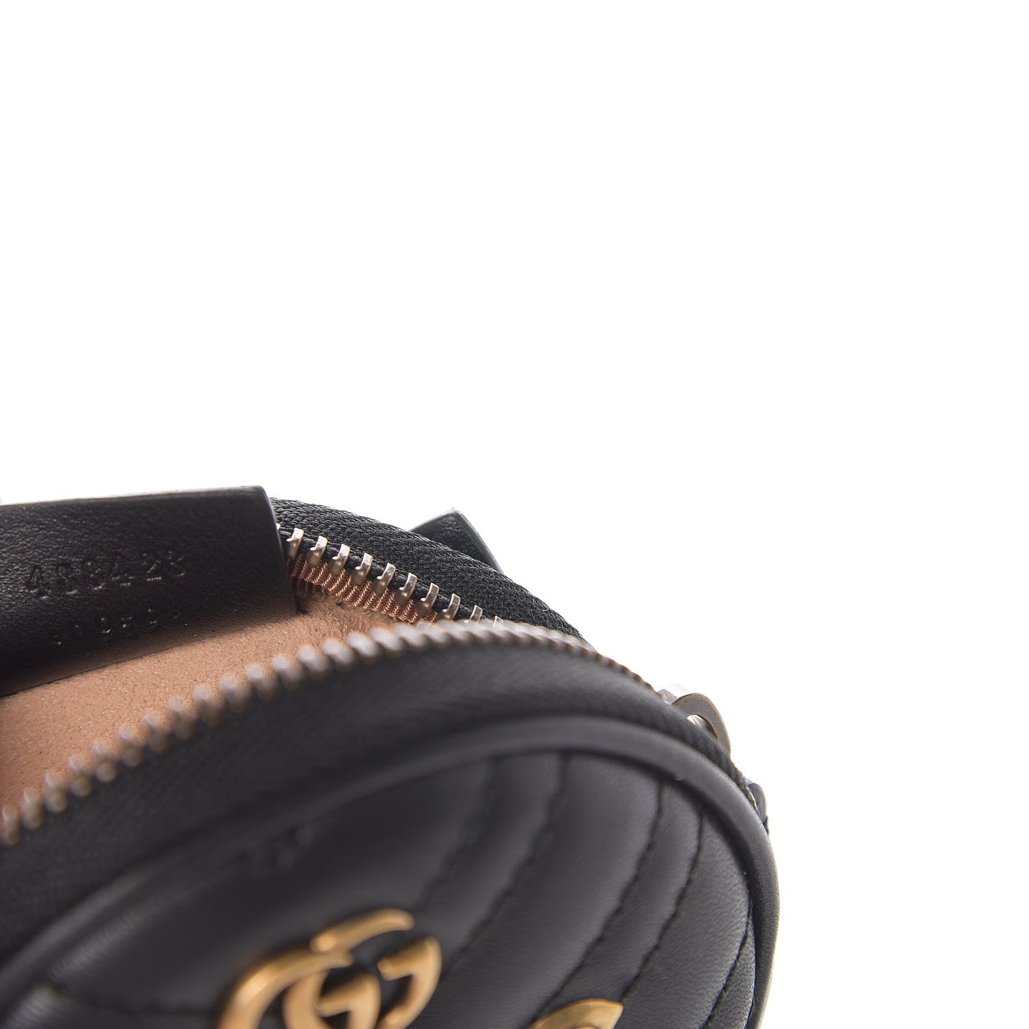 Gucci Calfskin Matelasse Animal Studs GG Marmont Round Wrist Wallet Black 10 of 13