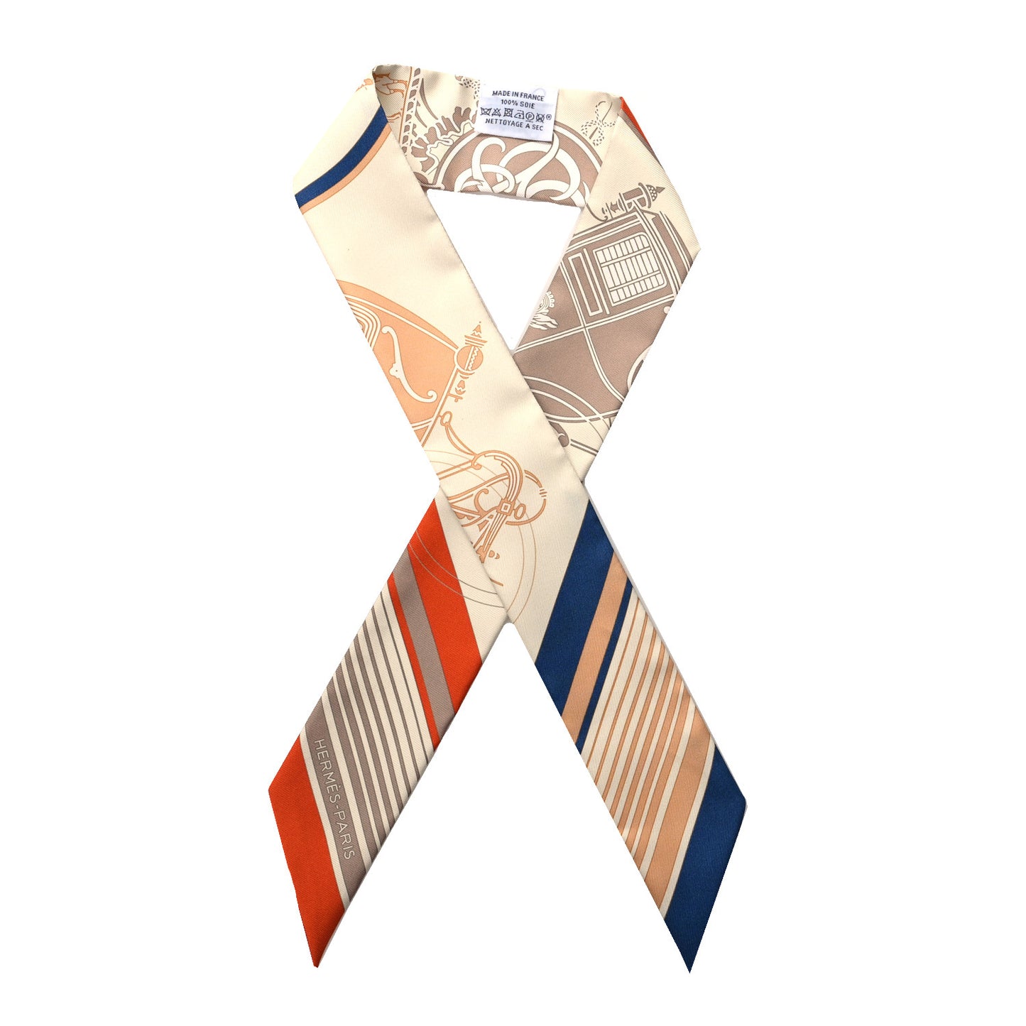 Silk Ex-Libris Twilly Creme Orange Beige