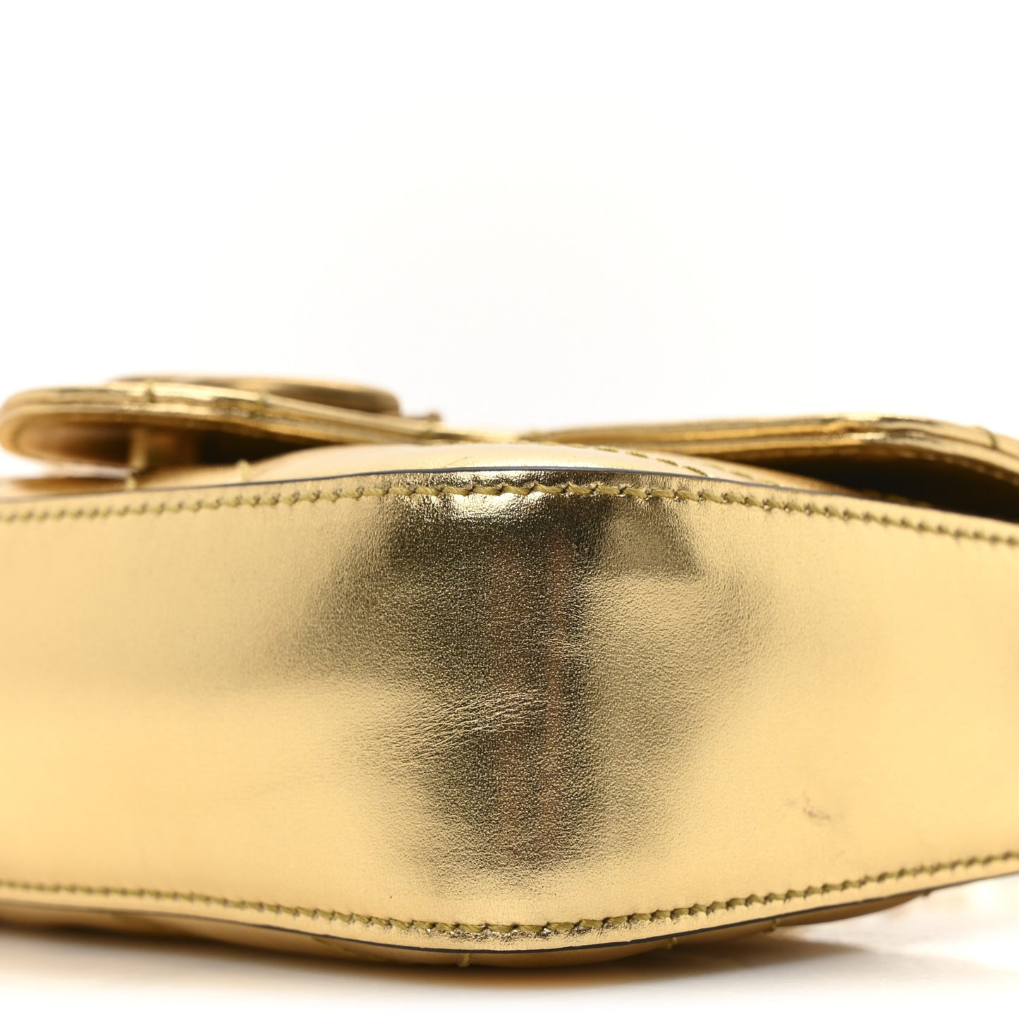 Metallic Calfskin Matelasse Super Mini GG Marmont Shoulder Bag Gold