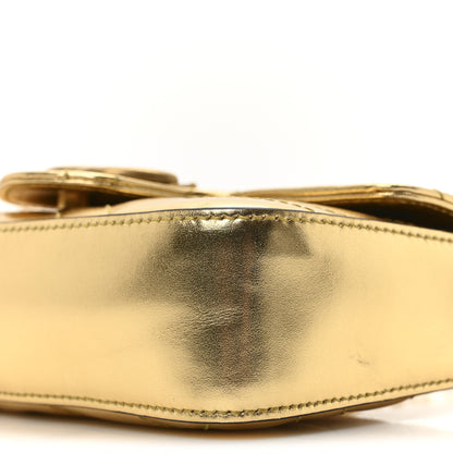 Gucci Metallic Calfskin Matelasse Super Mini GG Marmont Shoulder Bag Gold 10 of 10