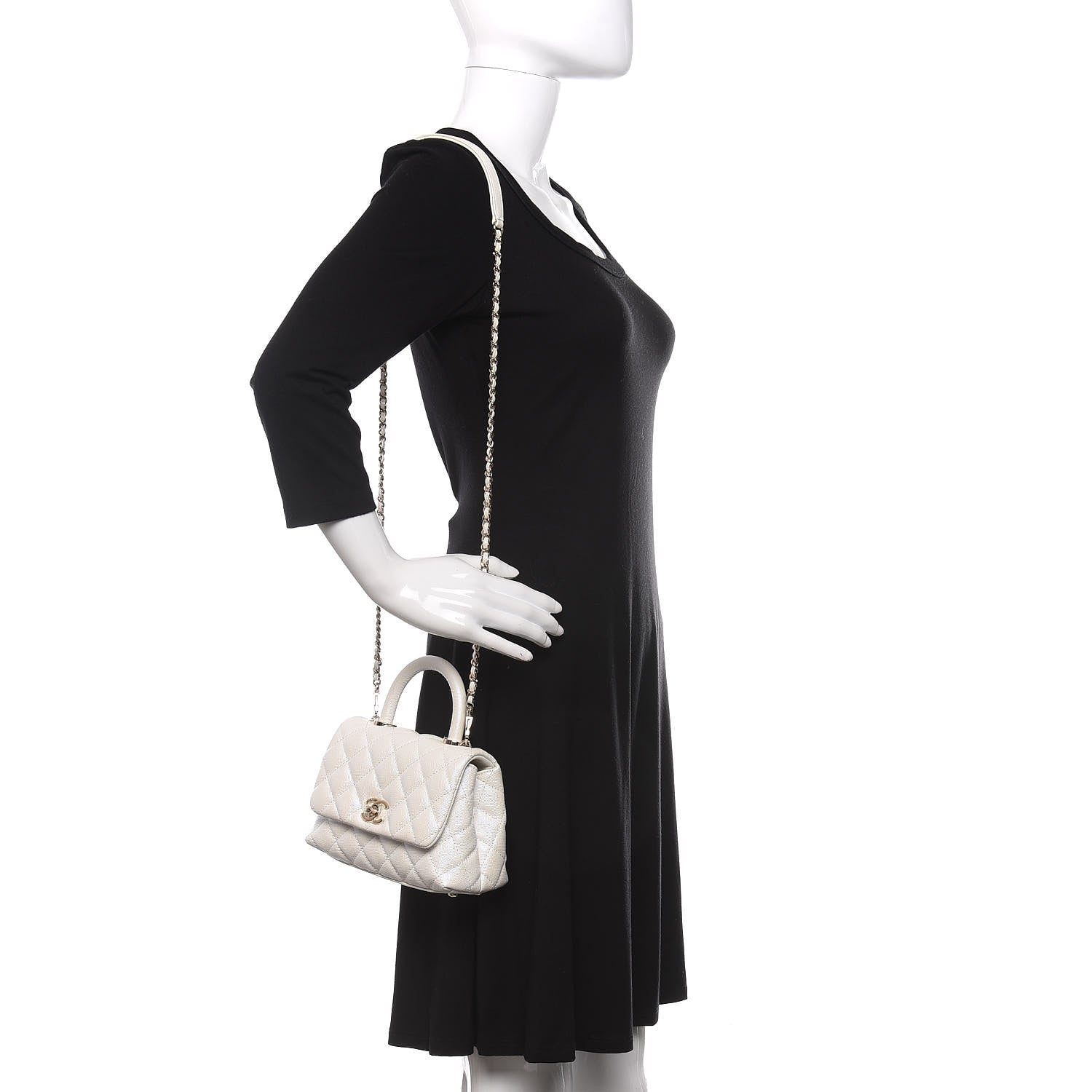 Chanel Iridescent Caviar Quilted Extra Mini Coco Handle Flap Ivory 2 of 11
