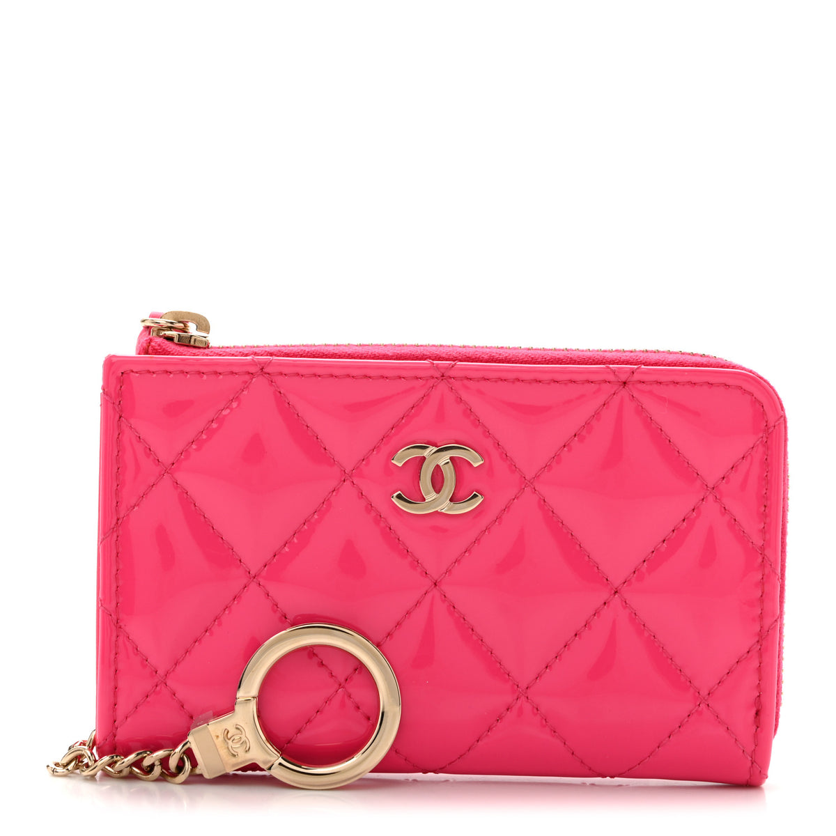 Patent Quilted Key Holder Case Pink