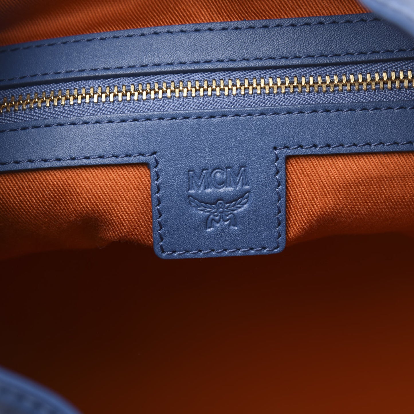 Visetos Small Heritage Drawstring Bucket Bag Cognac Blue