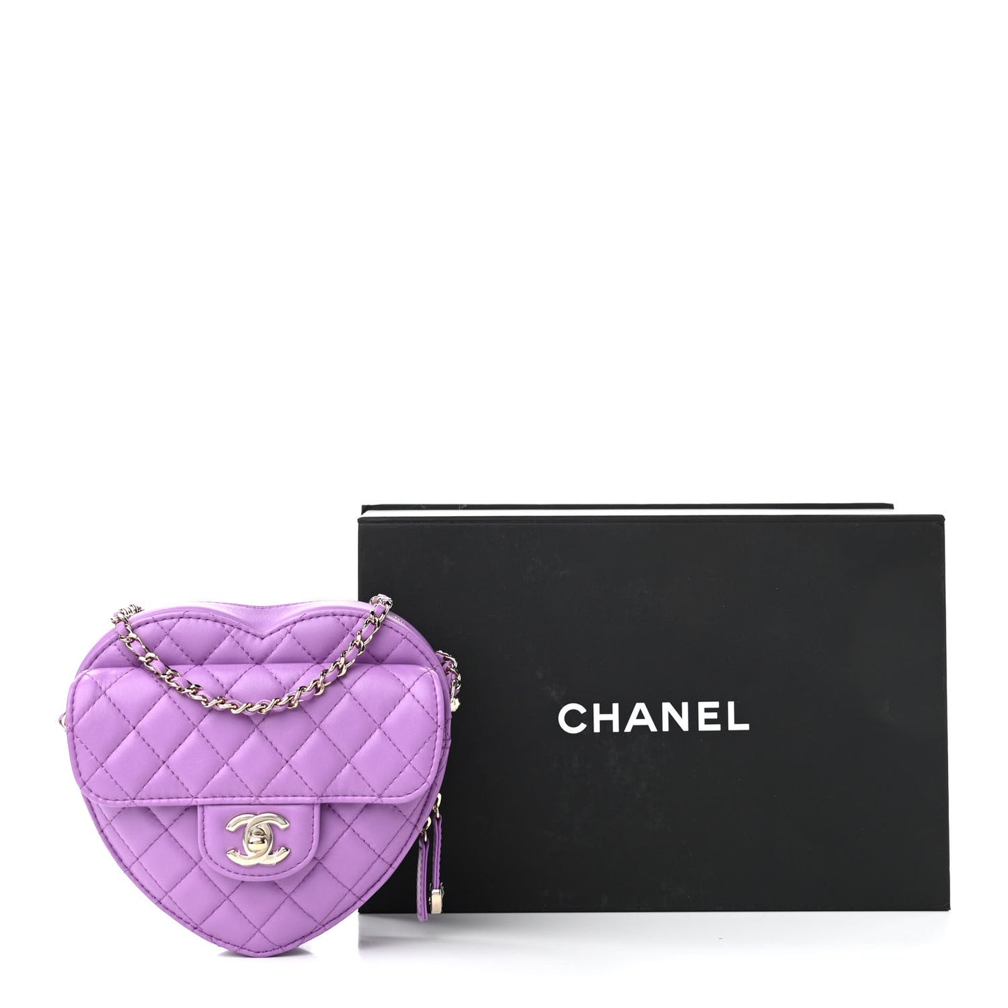 Lambskin Quilted CC In Love Heart Bag Purple
