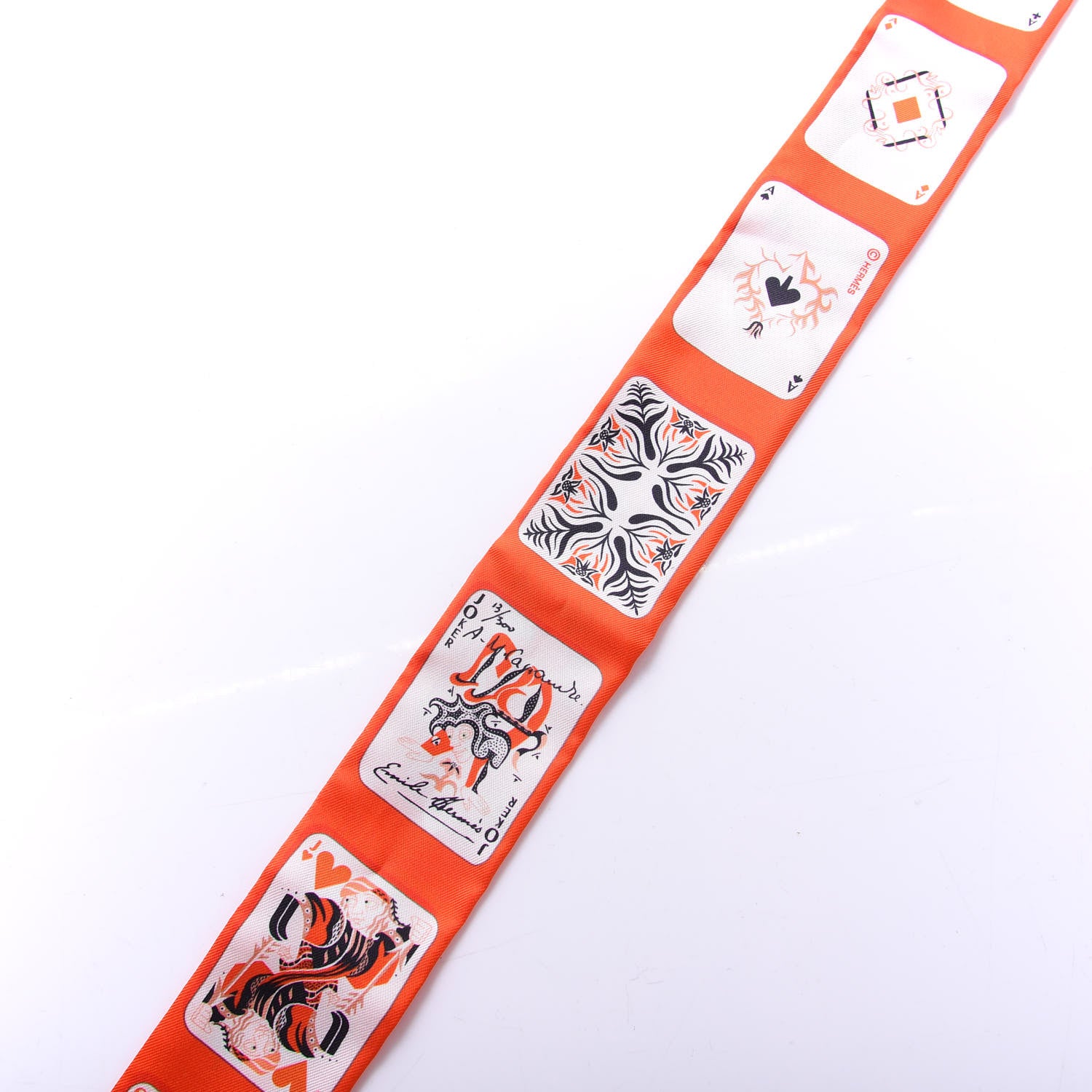 Hermes Silk Jeu de Cartes Twilly Vermillon Rouge White 3 of 4