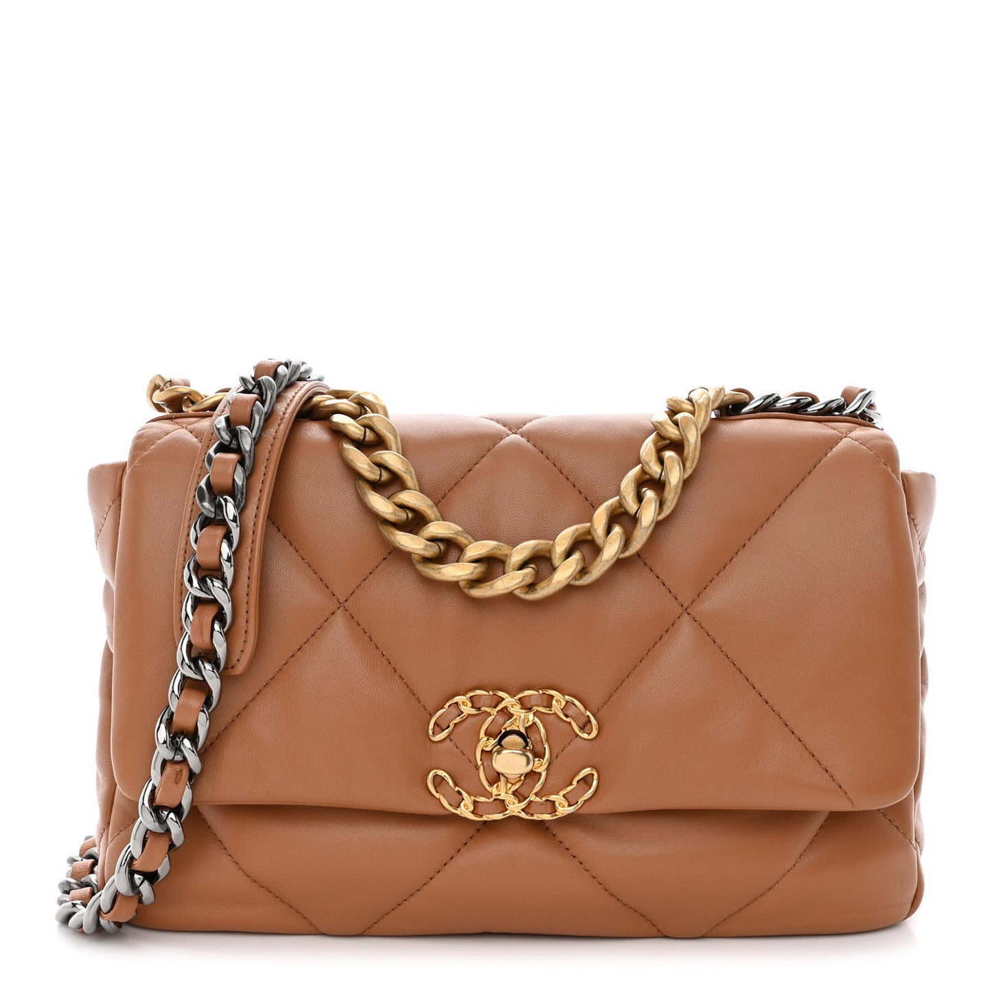 Lambskin Quilted Medium Chanel 19 Flap Brown