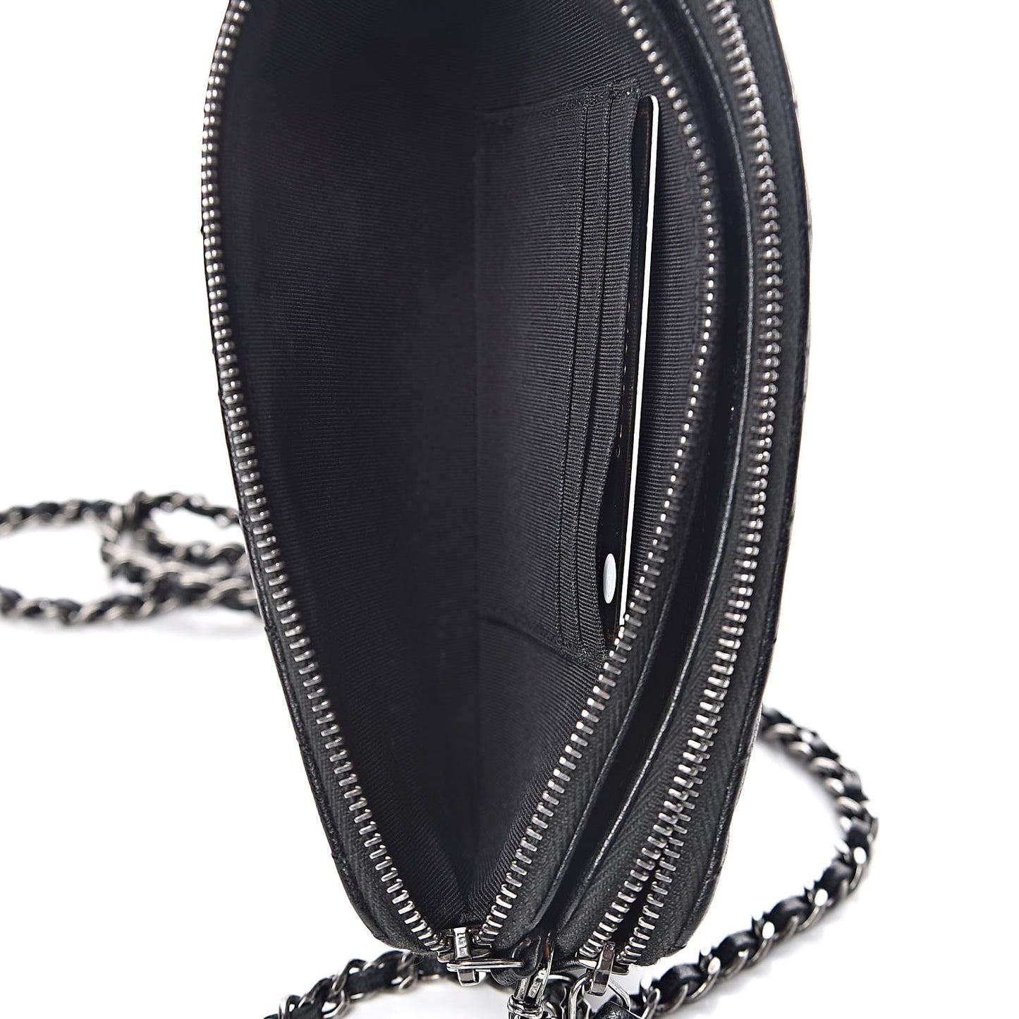 Sheepskin Chevron Quilted Studded Reissue Small Clutch With Chain Black