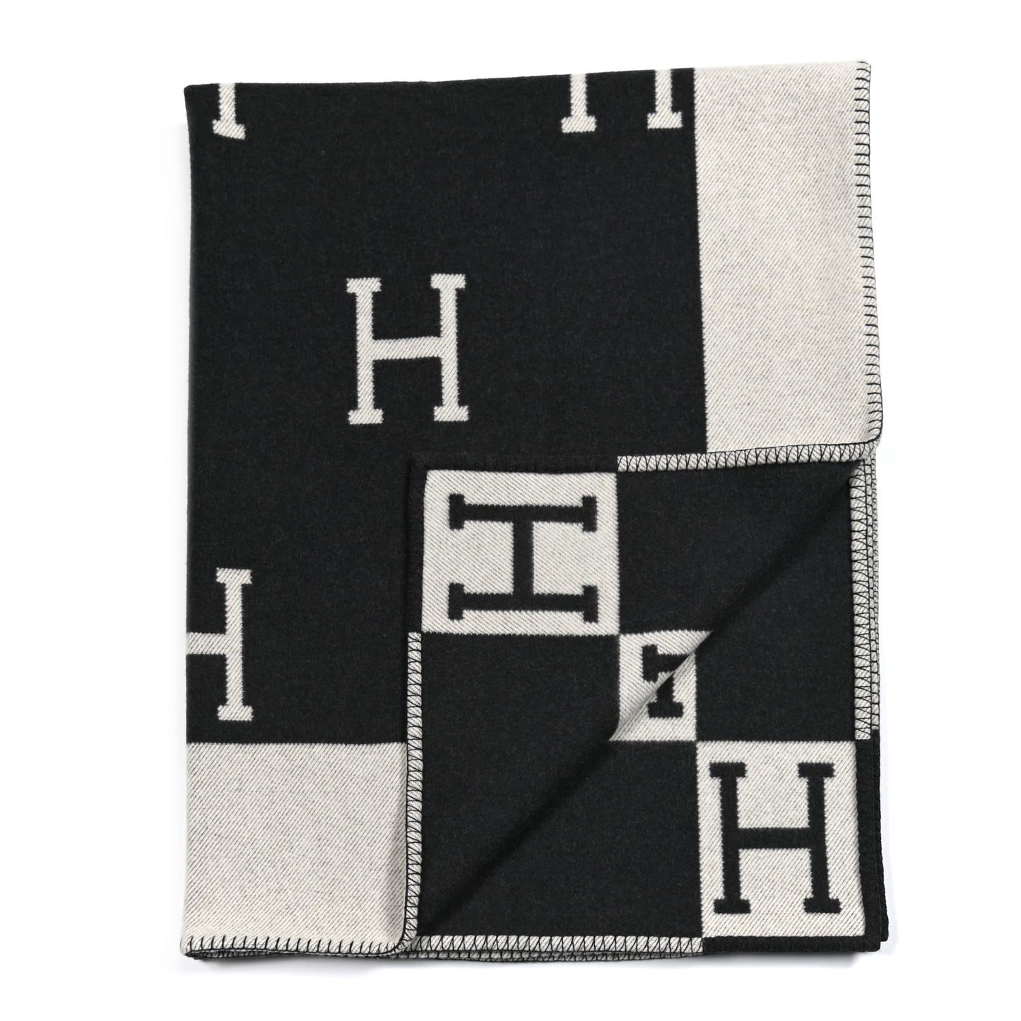 Wool Cashmere Avalon Blanket Ecru Gris Fonce