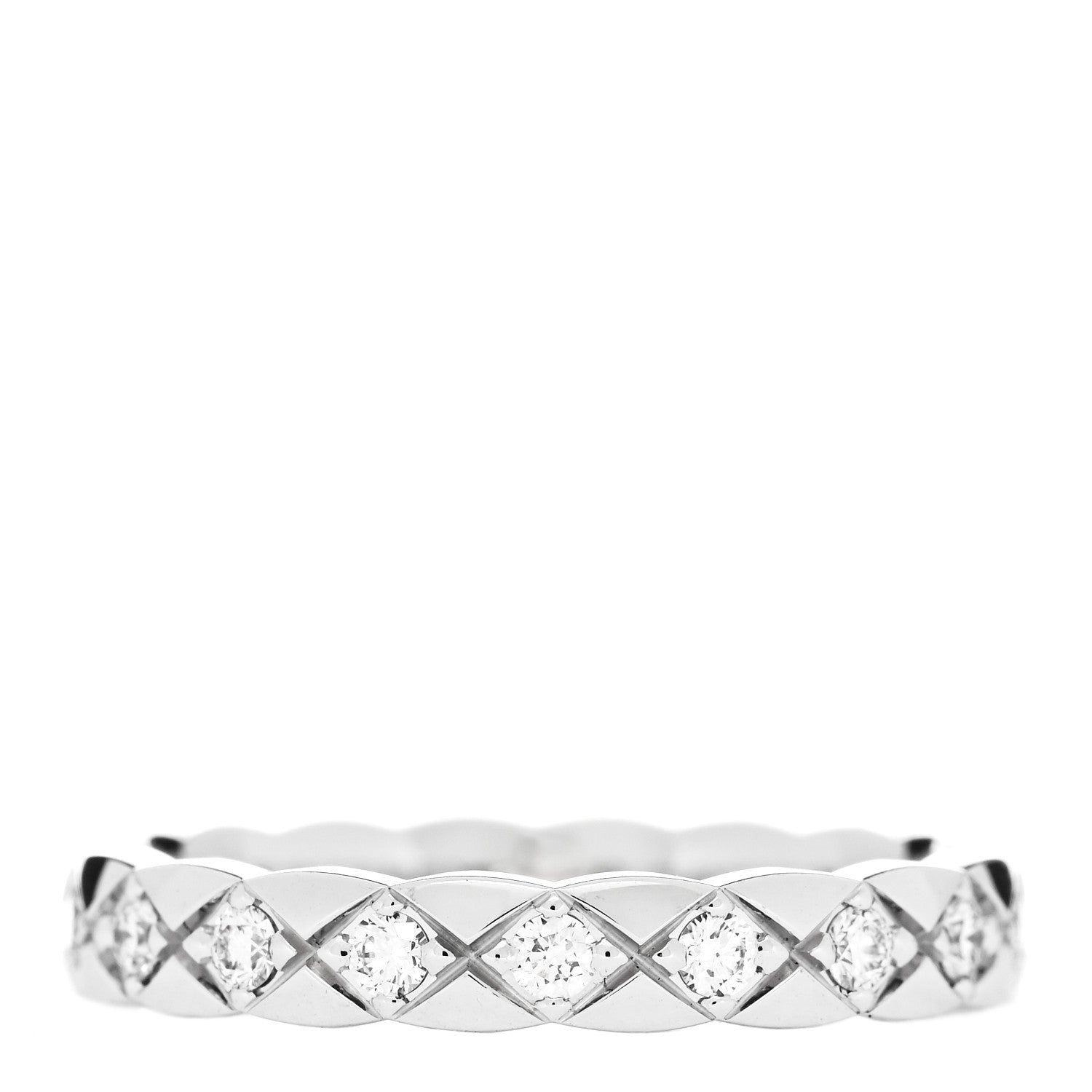 Chanel 18K White Gold Diamond Mini Coco Crush Ring 52 6 1 of 5